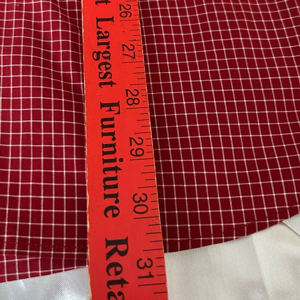 LL Bean Shirt Mens Medium Dark Red Gingham Lakeside Performance Slightly Fitted - Picture 7 of 8